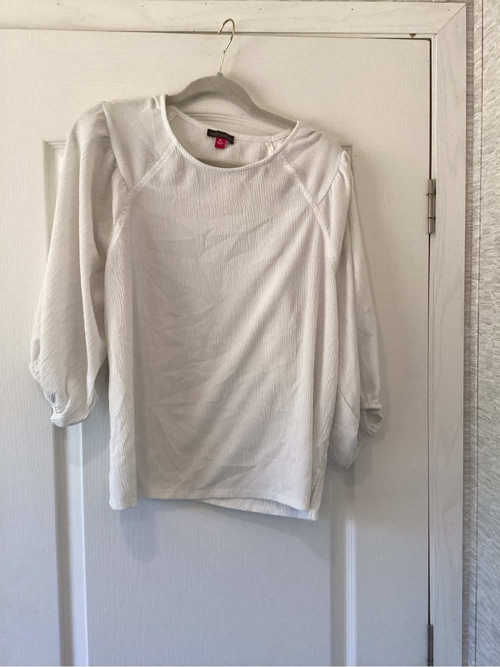Vince Camuto White Textured Boatneck Blouse XL EUC